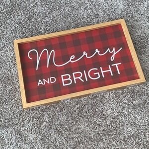 Reversible Wooden Tray‎ Signs Merry and Bright Gather Together Holiday Decor